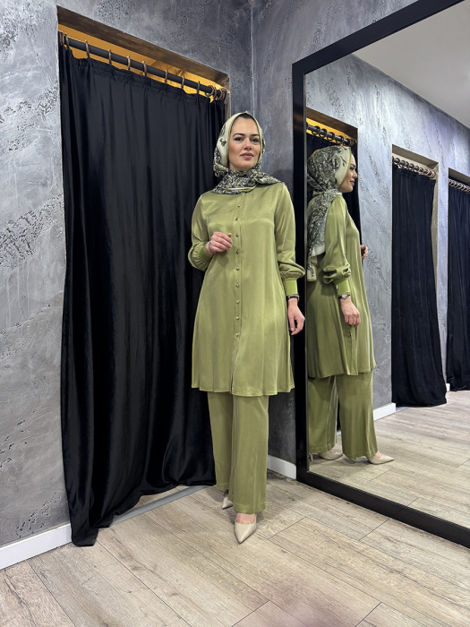 Miss Dalida Hakim Yaka Kupro Gömlek olive - 4