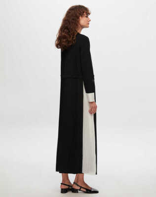 Miss Dalida İki Renkli Kolsuz Triko Elbise BLACK - 2