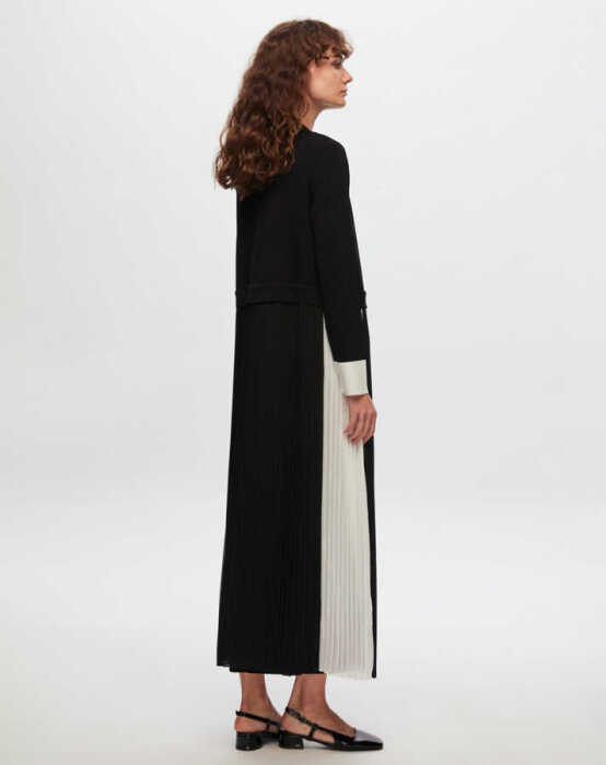 Miss Dalida İki Renkli Kolsuz Triko Elbise BLACK - 2