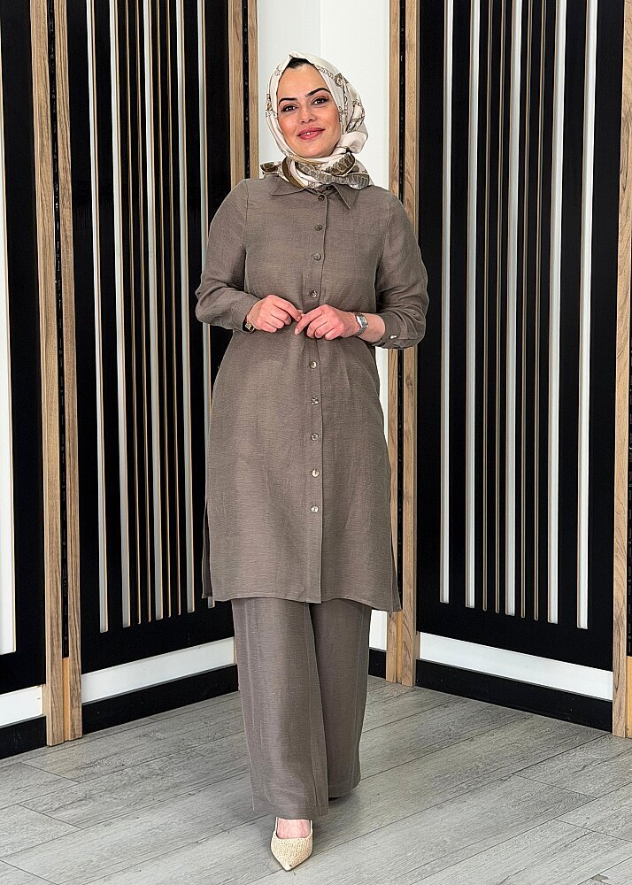 Miss Dalida İpek Keten Uzun Gömlek MİNK - 3