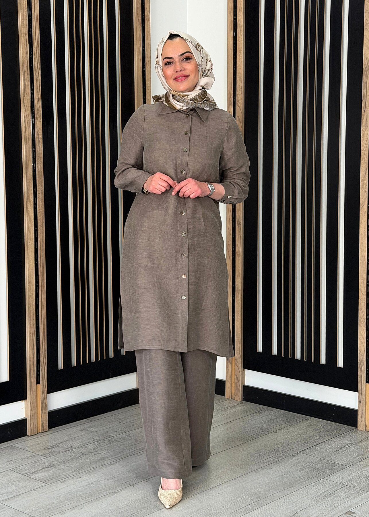 Miss Dalida İpek Keten Uzun Gömlek MİNK - 3