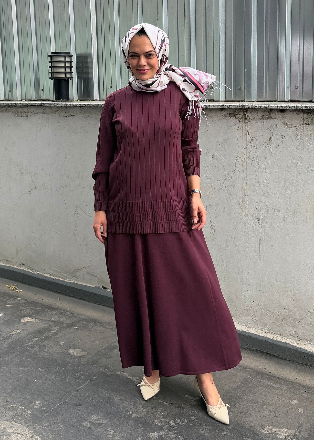 Miss Dalida Kalın Fitilli Beli Lastikli Tunik Oubergine - 3