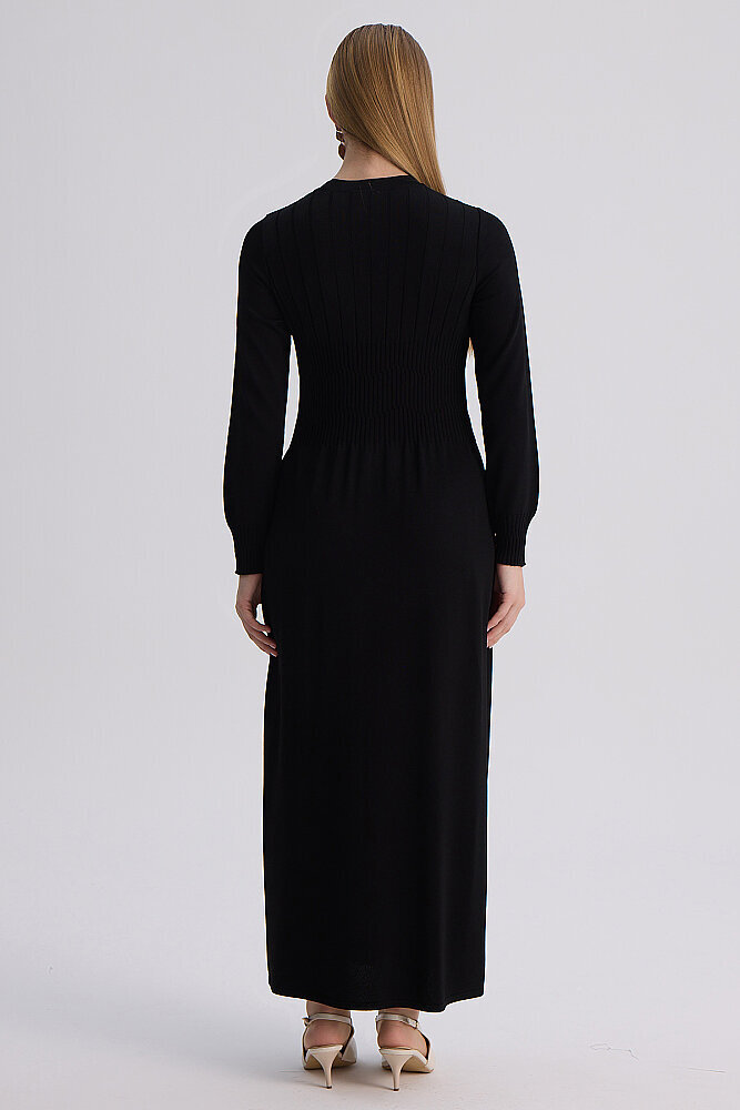 Miss Dalida Kalın Fitilli Triko Elbise BLACK - 6