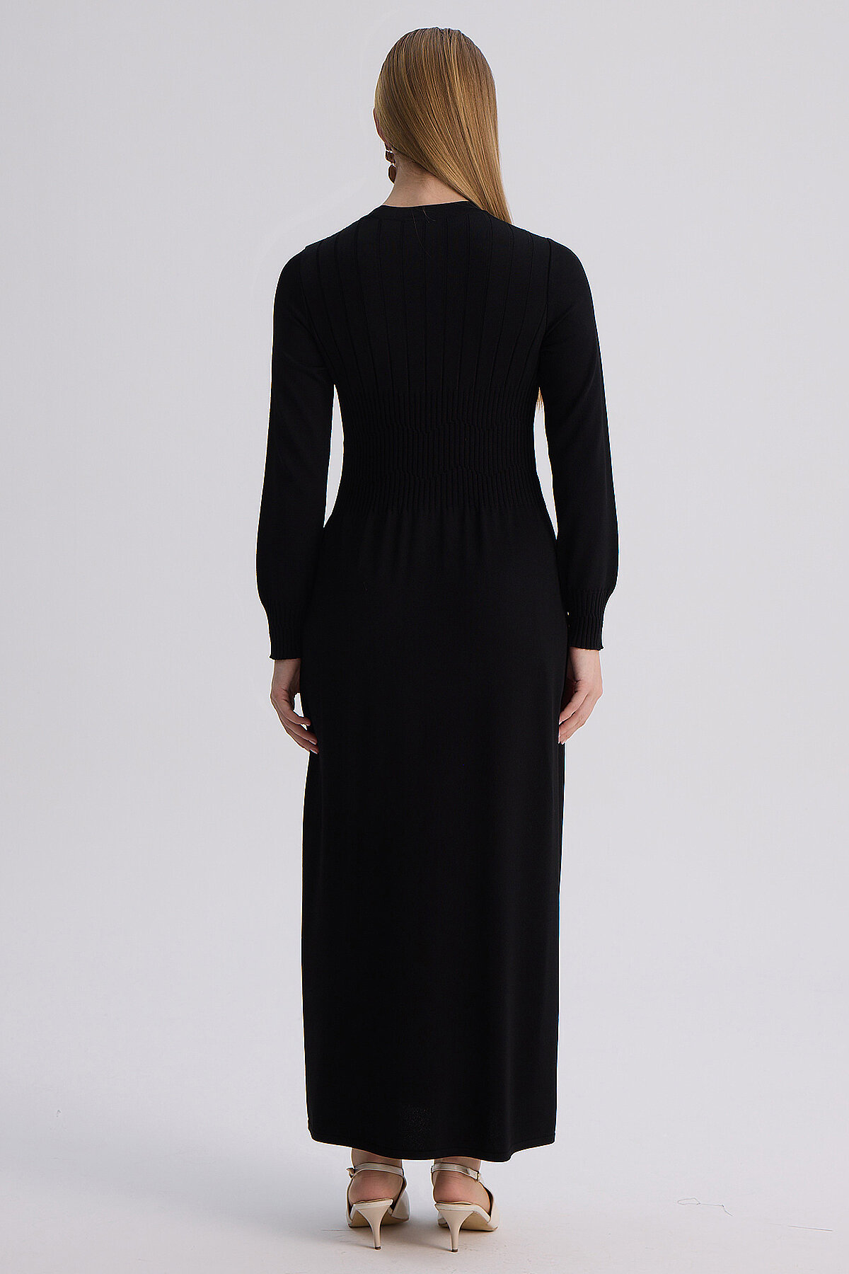 Miss Dalida Kalın Fitilli Triko Elbise BLACK - 6