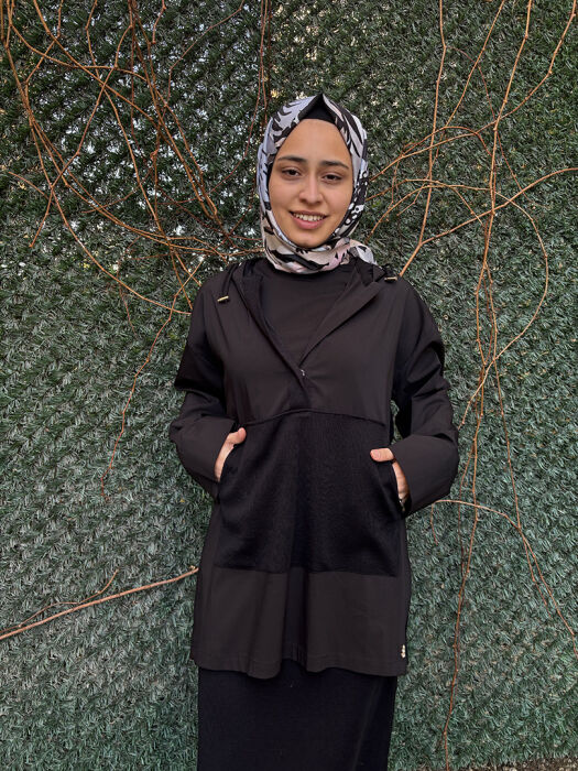 Miss Dalida Kapişonlu Poplin Detaylı Tunik SİYAH - 1