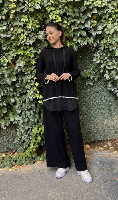 Miss Dalida Kapüşonlu Triko Tunik BLACK - 2