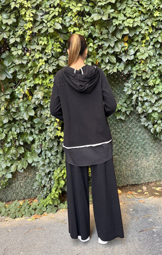 Miss Dalida Kapüşonlu Triko Tunik BLACK - 4