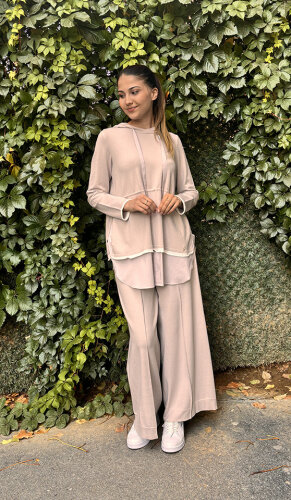 Miss Dalida Kapüşonlu Triko Tunik Stone - MİSS DALİDA (1)