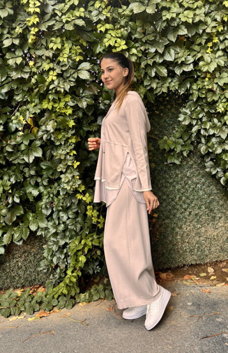 Miss Dalida Kapüşonlu Triko Tunik Stone - 3