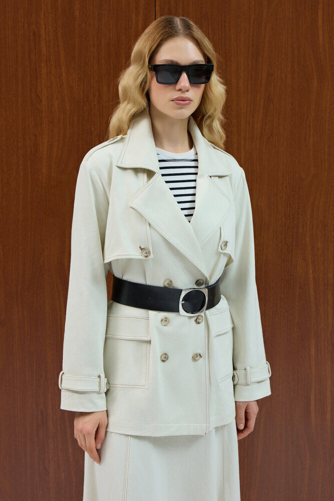 Miss Dalida Kargo Cepli Denim Ceket EKRU