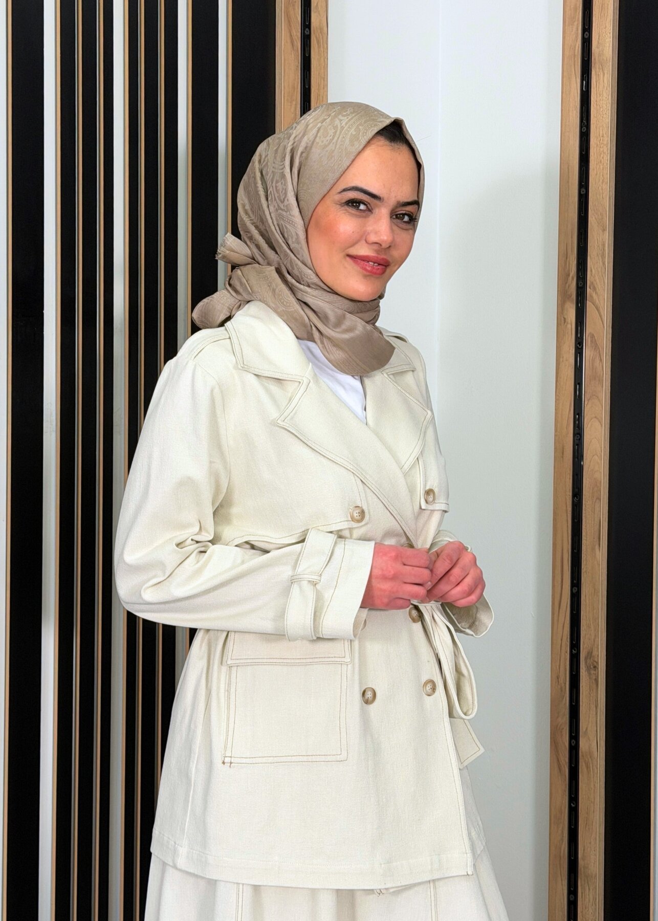 Miss Dalida Kargo Cepli Denim Ceket EKRU - 2