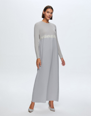 Miss Dalida Keçe Detaylı Triko Elbise Villa-Grey - 1