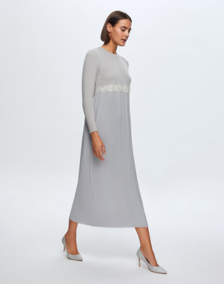 Miss Dalida Keçe Detaylı Triko Elbise Villa-Grey - 2