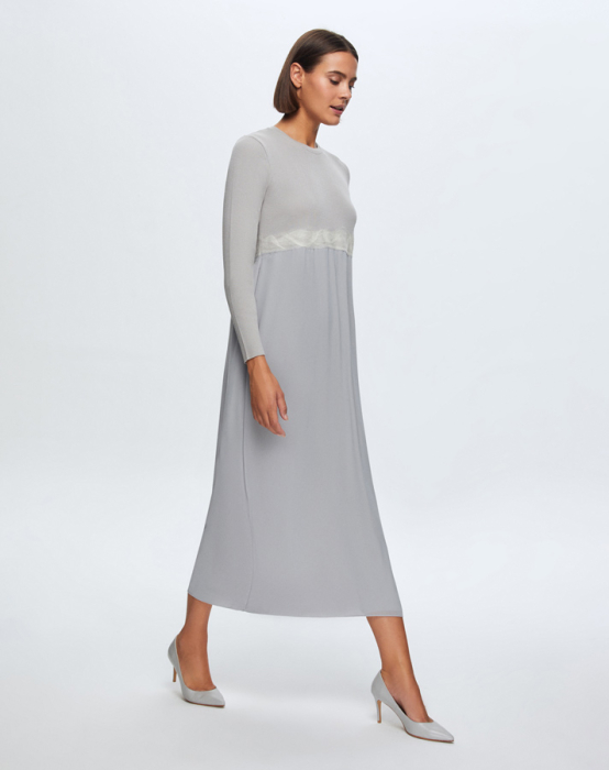 Miss Dalida Keçe Detaylı Triko Elbise Villa-Grey - 2