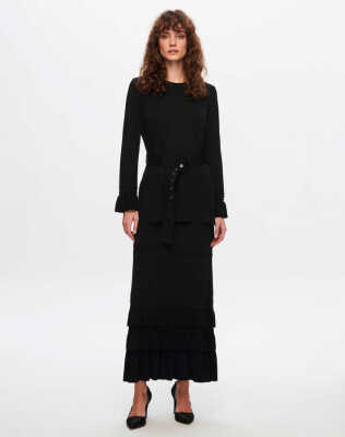 Miss Dalida Kemer Detaylı Triko Tunik BLACK - 1