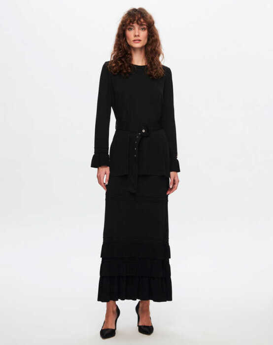 Miss Dalida Kemer Detaylı Triko Tunik BLACK - 1