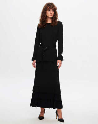 Miss Dalida Kemer Detaylı Triko Tunik BLACK - 2