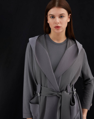 Miss Dalida Kemer Köprülü Düz Renk Hırka ANTRASİT - 3