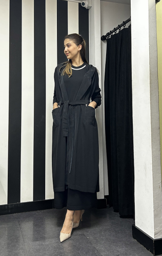 Miss Dalida Kemer Köprülü Düz Renk Hırka SİYAH - 2