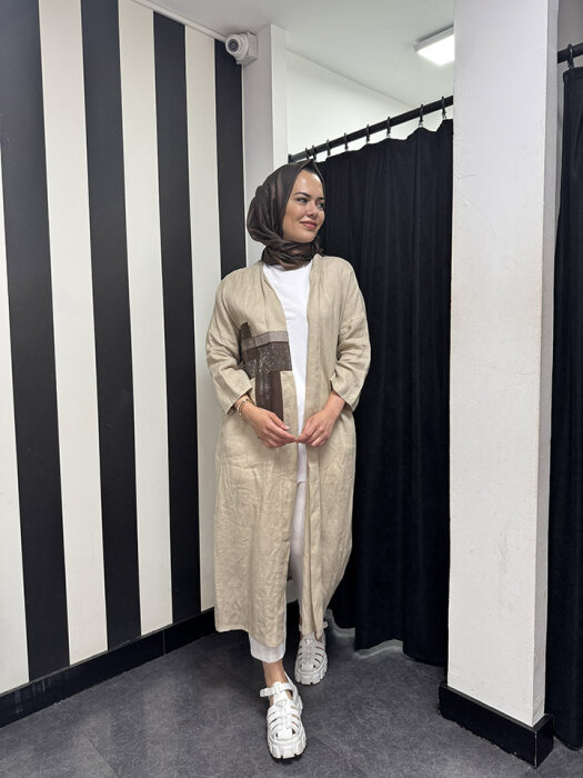 Miss Dalida Keten Taşlı Ceket BEİGE - 1