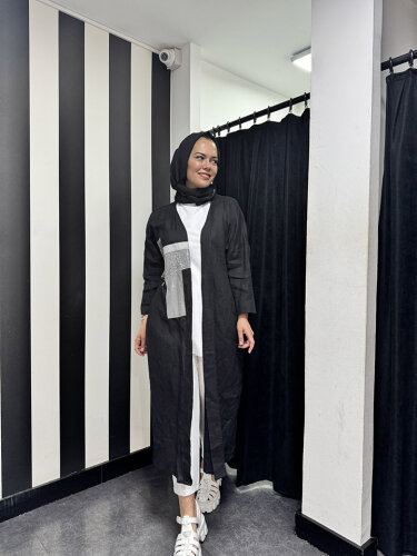 Miss Dalida Keten Taşlı Ceket BLACK - 1