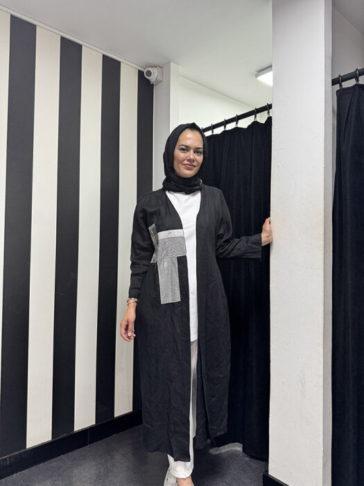 Miss Dalida Keten Taşlı Ceket BLACK - 2