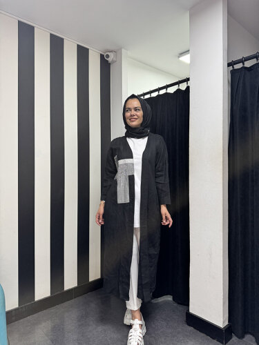 Miss Dalida Keten Taşlı Ceket BLACK - 3