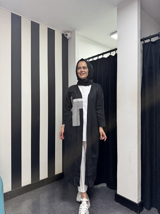 Miss Dalida Keten Taşlı Ceket BLACK - 3