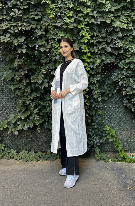 Miss Dalida Keten Taşlı Ceket Ecru/Blue - 2