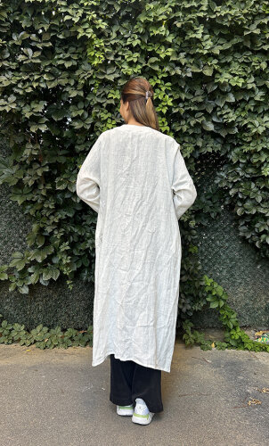 Miss Dalida Keten Taşlı Ceket Ecru/Blue - 3