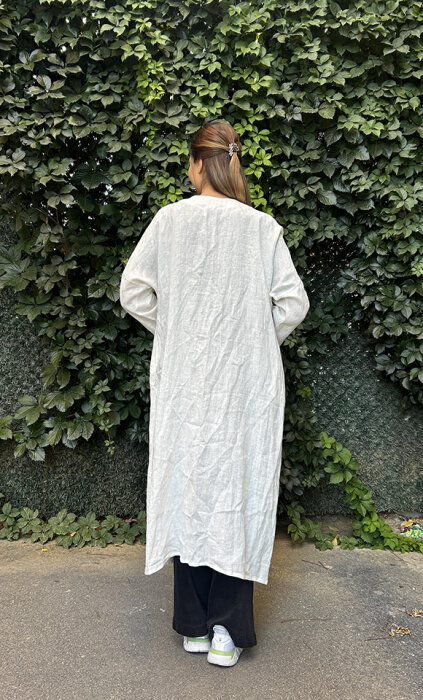 Miss Dalida Keten Taşlı Ceket Ecru/Blue - 3