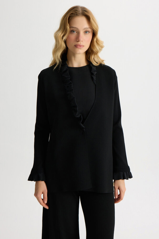 Miss Dalida Kolsuz Cupro Tunik Hırka BLACK