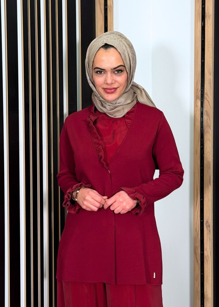 Miss Dalida Kolsuz Cupro Tunik Hırka Cherry