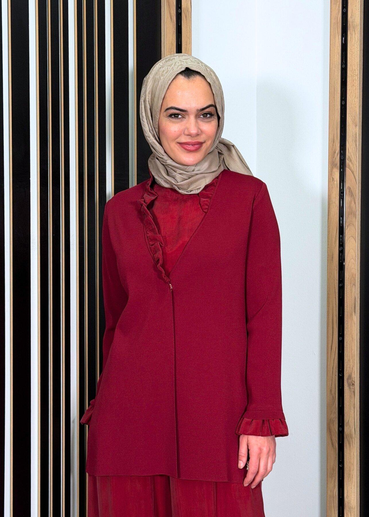 Miss Dalida Kolsuz Cupro Tunik Hırka Cherry - 2