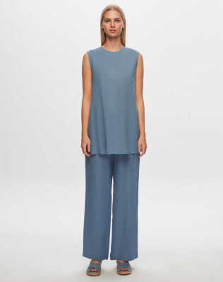 Miss Dalida Kolsuz Keten Tunik BLUE - 1