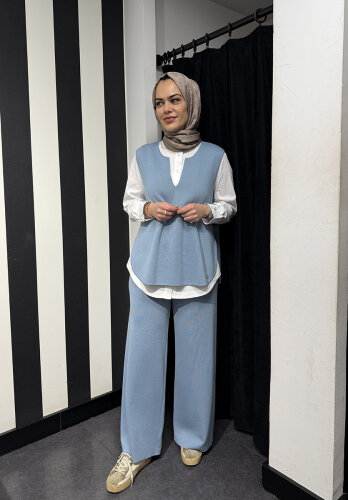 Miss Dalida Kolsuz Triko Tunik NERVİ-MAVİ