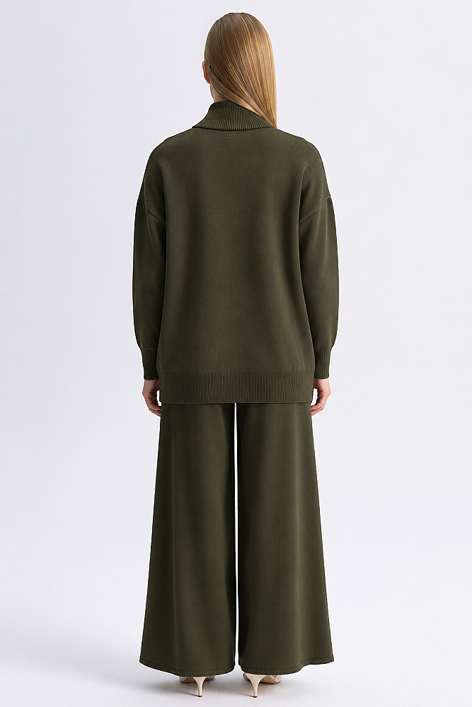 Miss Dalida Kontrast Renkli Uzun Touch Me Ceket KHAKİ - 2