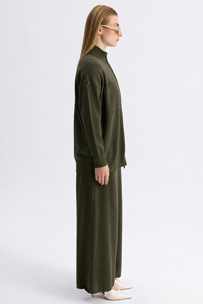 Miss Dalida Kontrast Renkli Uzun Touch Me Ceket KHAKİ - 3