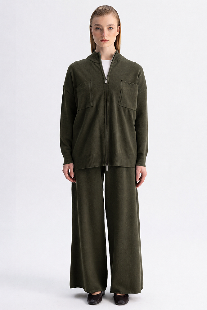 Miss Dalida Kontrast Renkli Uzun Touch Me Ceket KHAKİ - 4