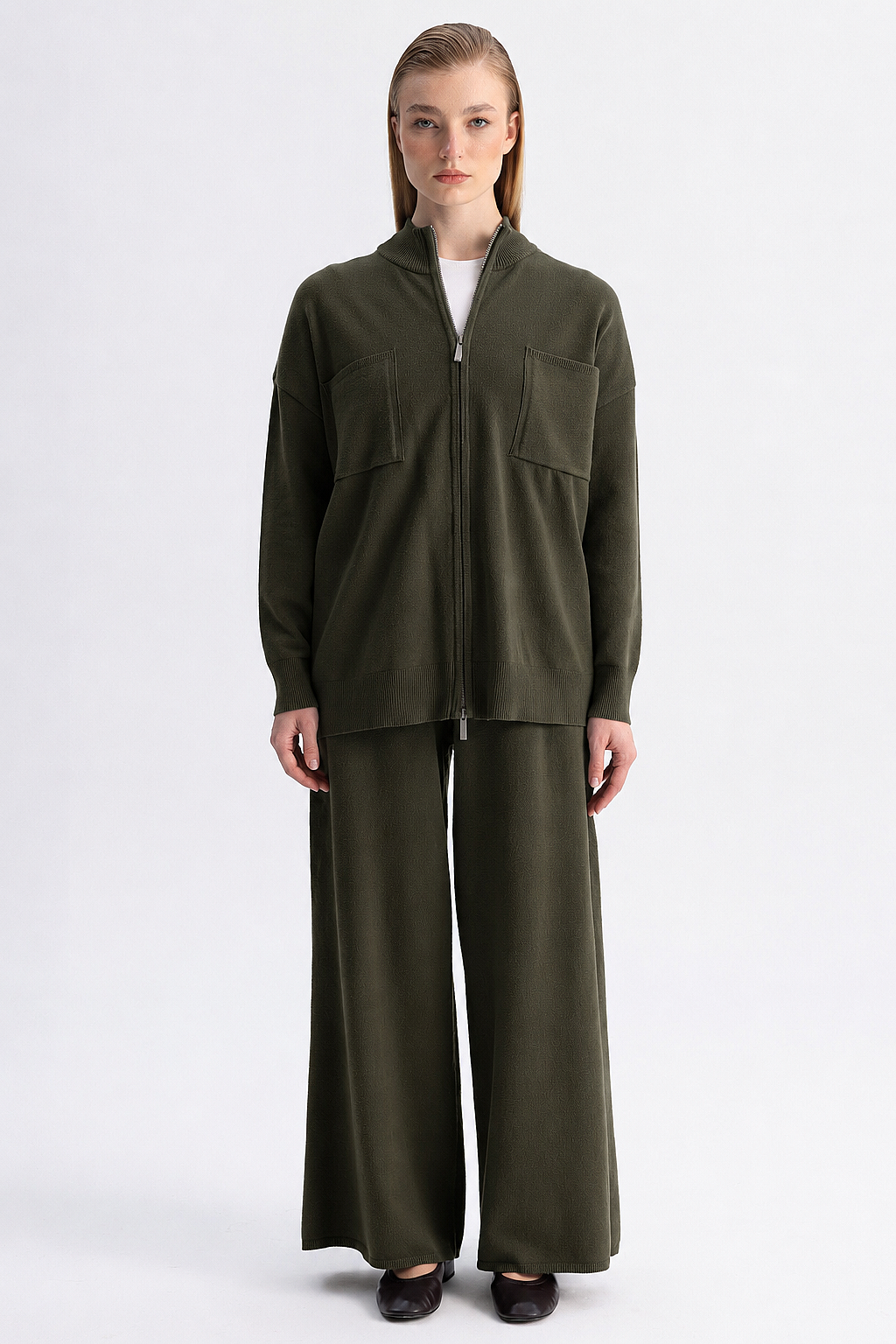 Miss Dalida Kontrast Renkli Uzun Touch Me Ceket KHAKİ - 4