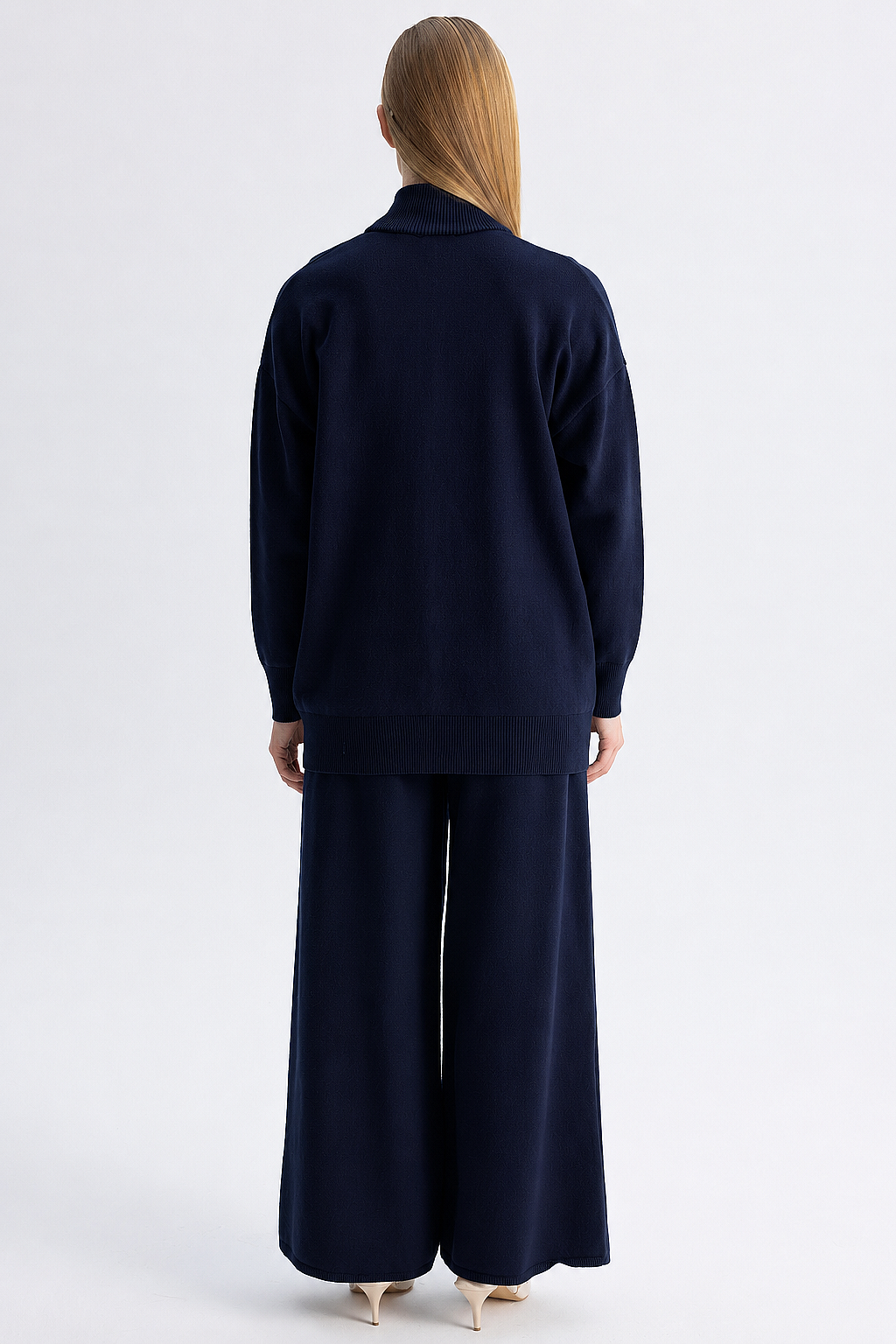 Miss Dalida Kontrast Renkli Uzun Touch Me Ceket Navy - 2