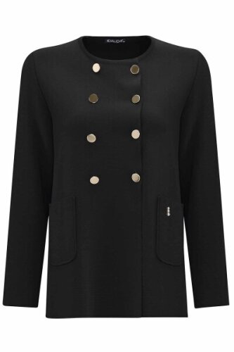 Miss Dalida Kruvaze Düğmeli Kısa Hırka BLACK - MİSS DALİDA