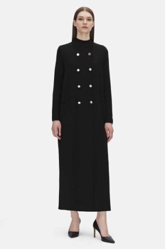 Miss Dalida Kruvaze Düğmeli Uzun Hırka BLACK - 1