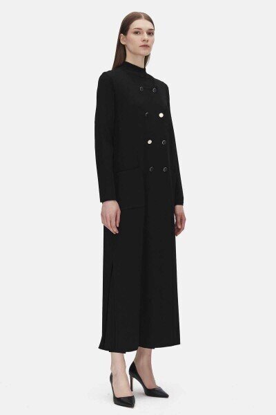 Miss Dalida Kruvaze Düğmeli Uzun Hırka BLACK - 2