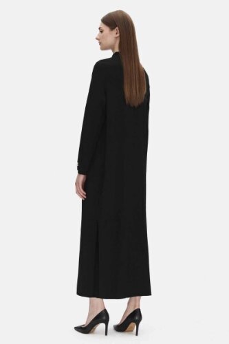 Miss Dalida Kruvaze Düğmeli Uzun Hırka BLACK - 3