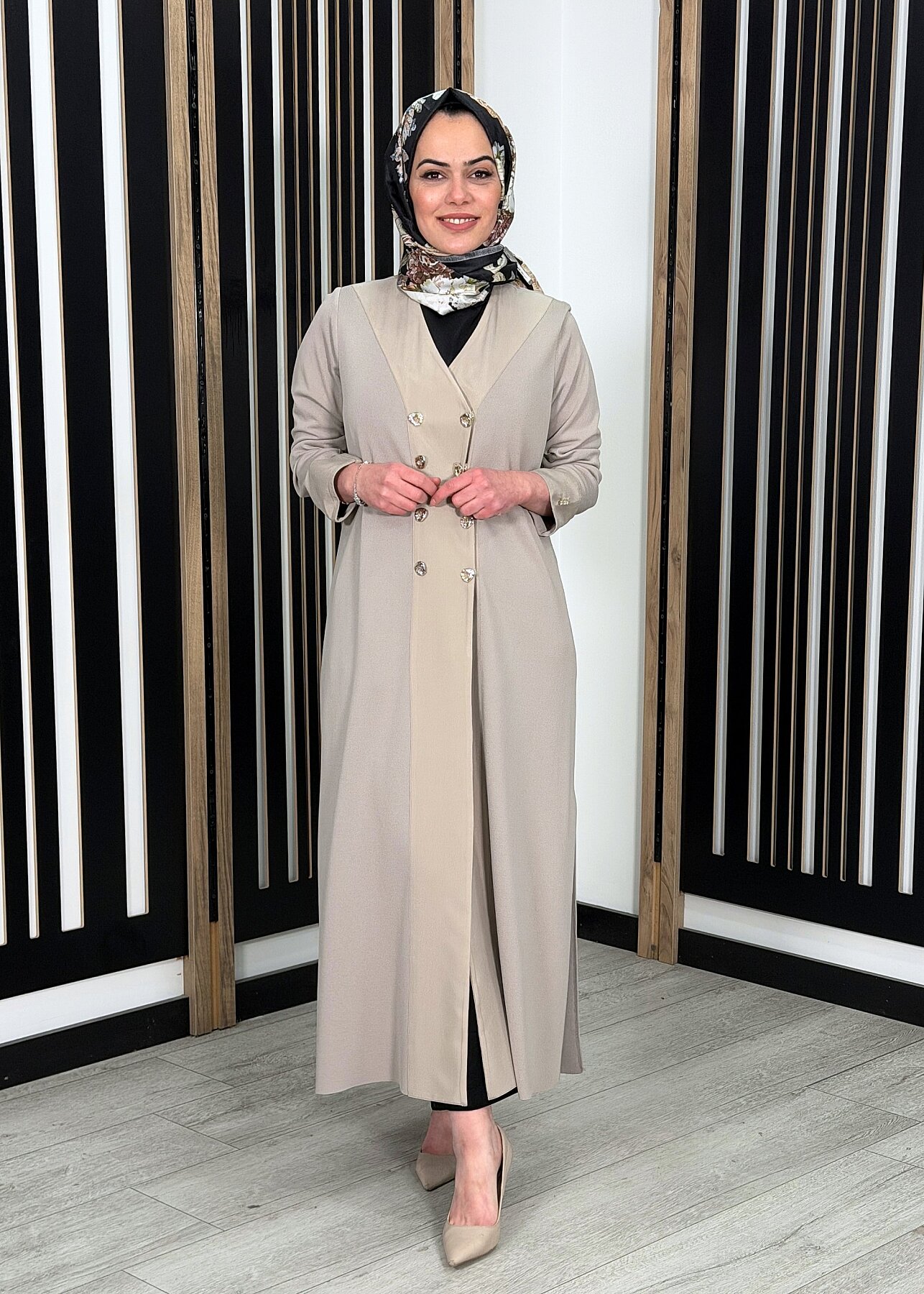 Miss Dalida Kruvaze Yaka Cupro Detaylı Triko Hırka Stone - 2