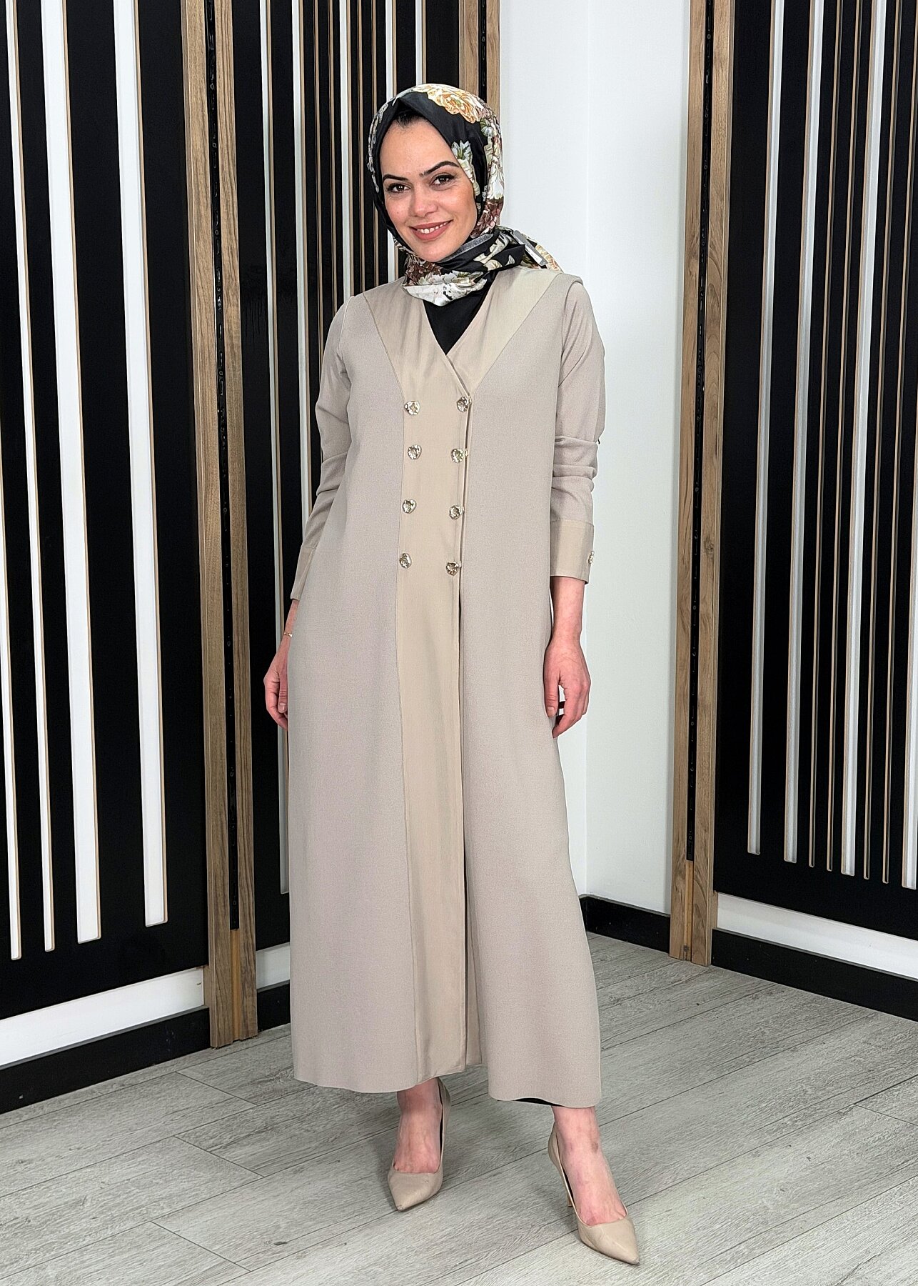 Miss Dalida Kruvaze Yaka Cupro Detaylı Triko Hırka Stone - 3