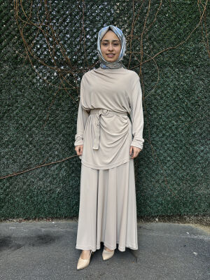 Miss Dalida Kumaş Etek BEİGE 