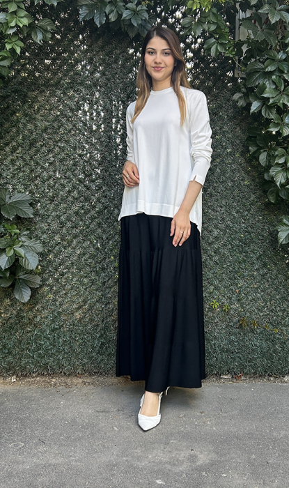 Miss Dalida Merserize Kloş Etek BLACK - 1