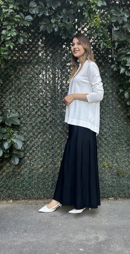 Miss Dalida Merserize Kloş Etek BLACK - 3
